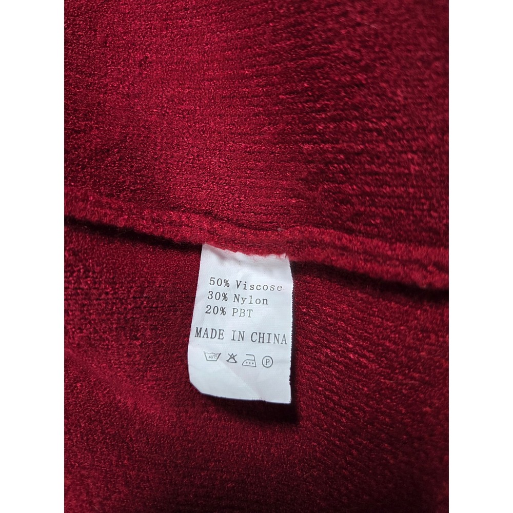 Minimalist Cardigan Womens Red Longline Open Front Sweater Shawl Collar Small - Picture 7 of 9